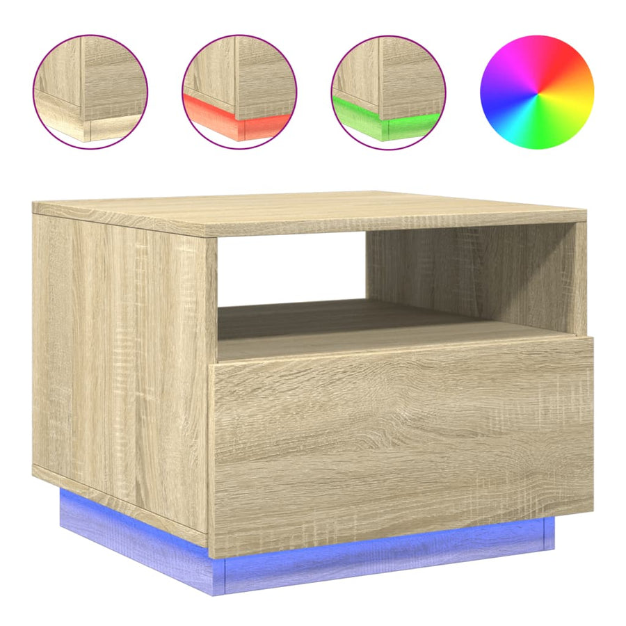 Salontafel met LED-verlichting 50x49x40 cm sonoma eikenkleurig Sonoma eiken