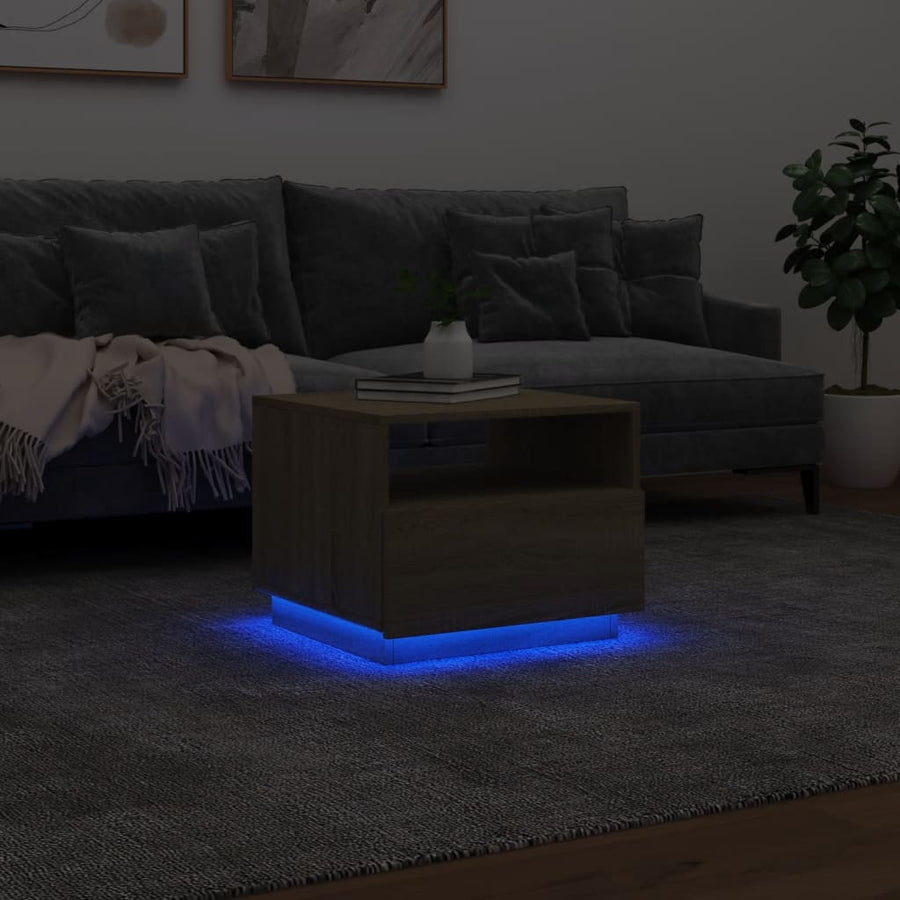 Salontafel met LED-verlichting 50x49x40 cm sonoma eikenkleurig Sonoma eiken