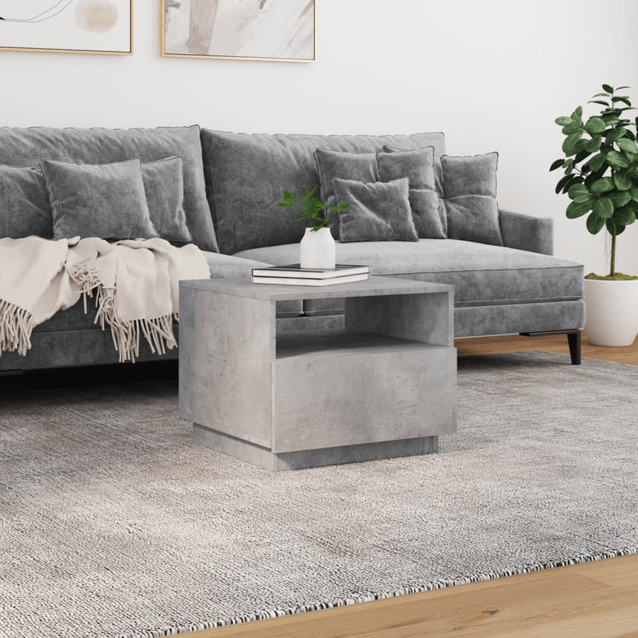 Salontafel met LED-verlichting 50x49x40 cm betongrijs Betongrijs