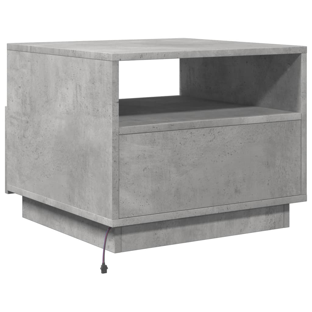Salontafel met LED-verlichting 50x49x40 cm betongrijs Betongrijs