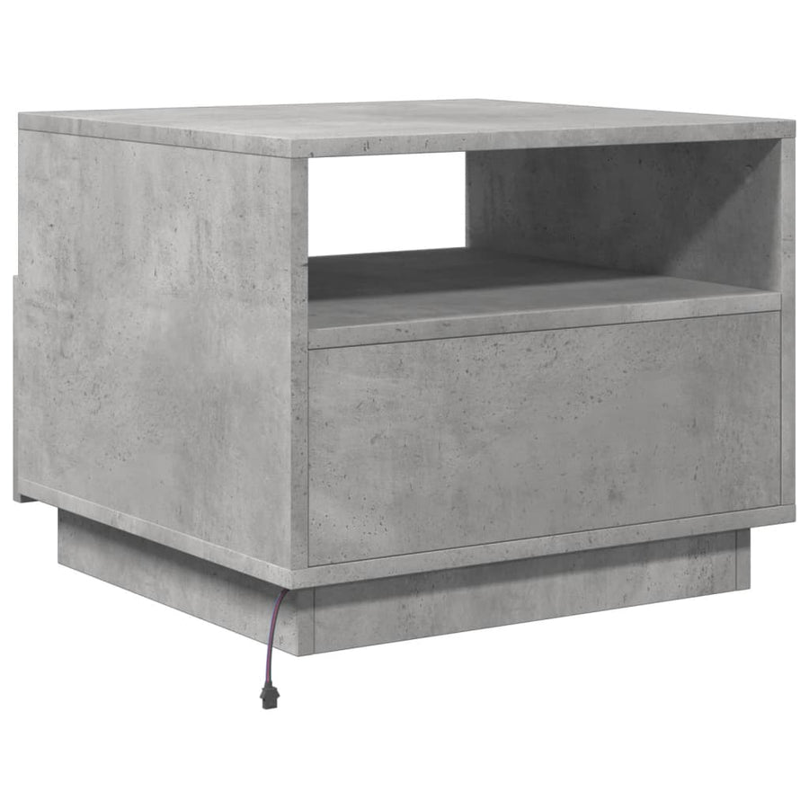 Salontafel met LED-verlichting 50x49x40 cm betongrijs Betongrijs