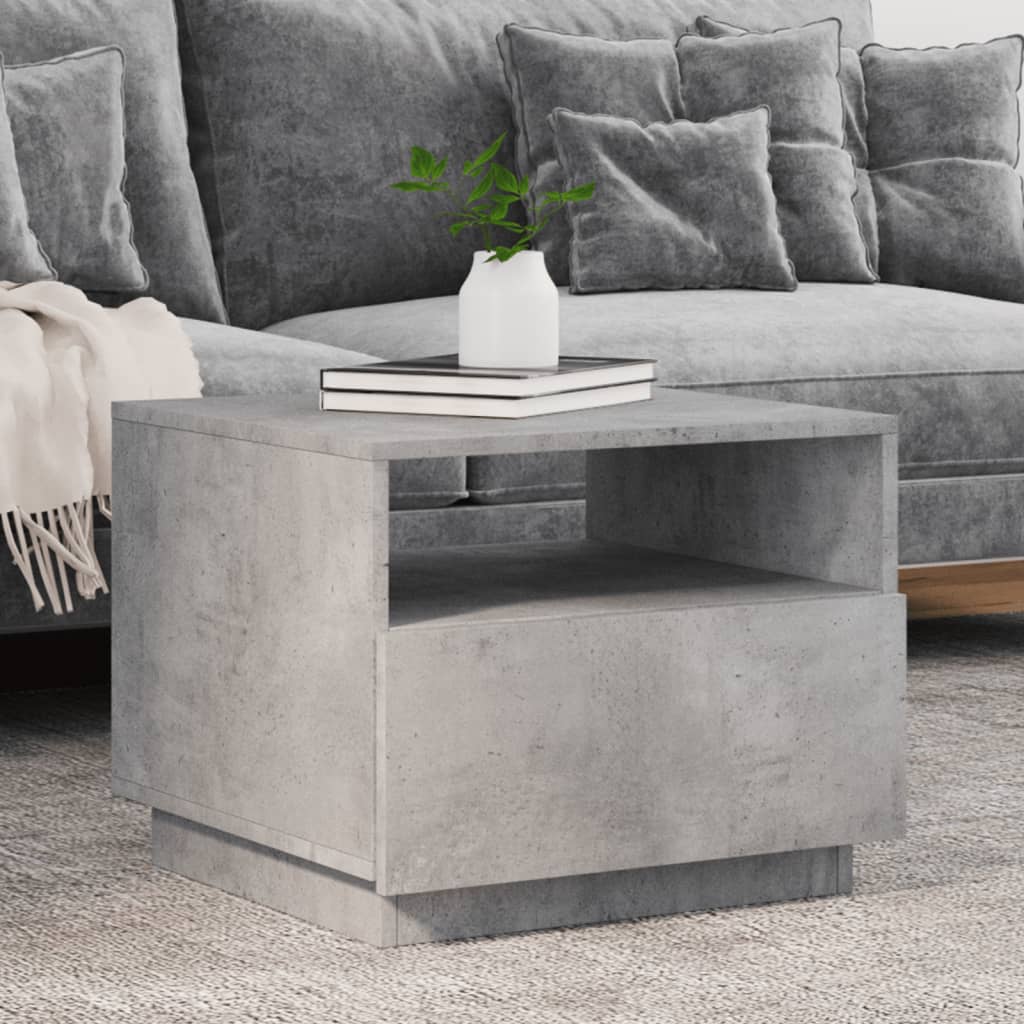 Salontafel met LED-verlichting 50x49x40 cm betongrijs Betongrijs