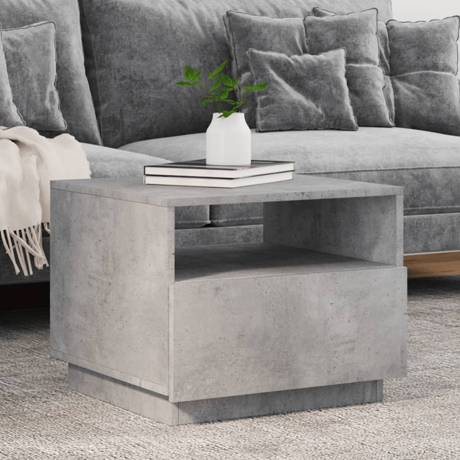 Salontafel met LED-verlichting 50x49x40 cm betongrijs Betongrijs