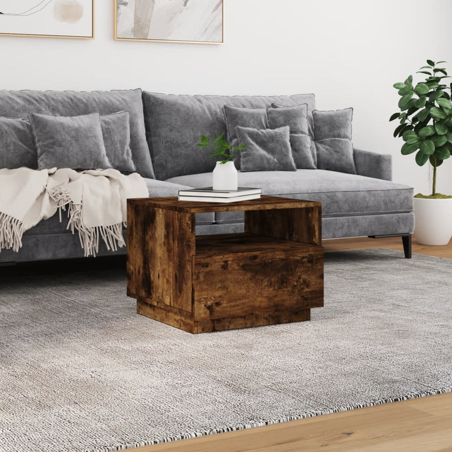 Salontafel met LED-verlichting 50x49x40 cm gerookt eikenkleurig Gerookt eiken