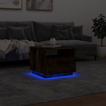 Salontafel met LED-verlichting 50x49x40 cm gerookt eikenkleurig Gerookt eiken