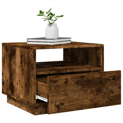 Salontafel met LED-verlichting 50x49x40 cm gerookt eikenkleurig Gerookt eiken