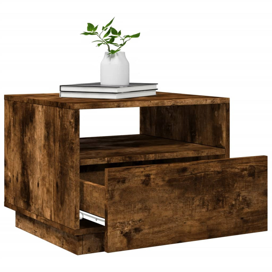 Salontafel met LED-verlichting 50x49x40 cm gerookt eikenkleurig Gerookt eiken