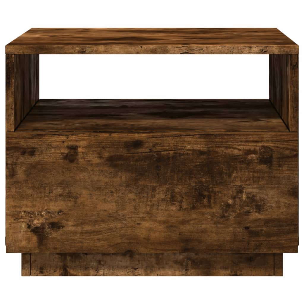 Salontafel met LED-verlichting 50x49x40 cm gerookt eikenkleurig Gerookt eiken