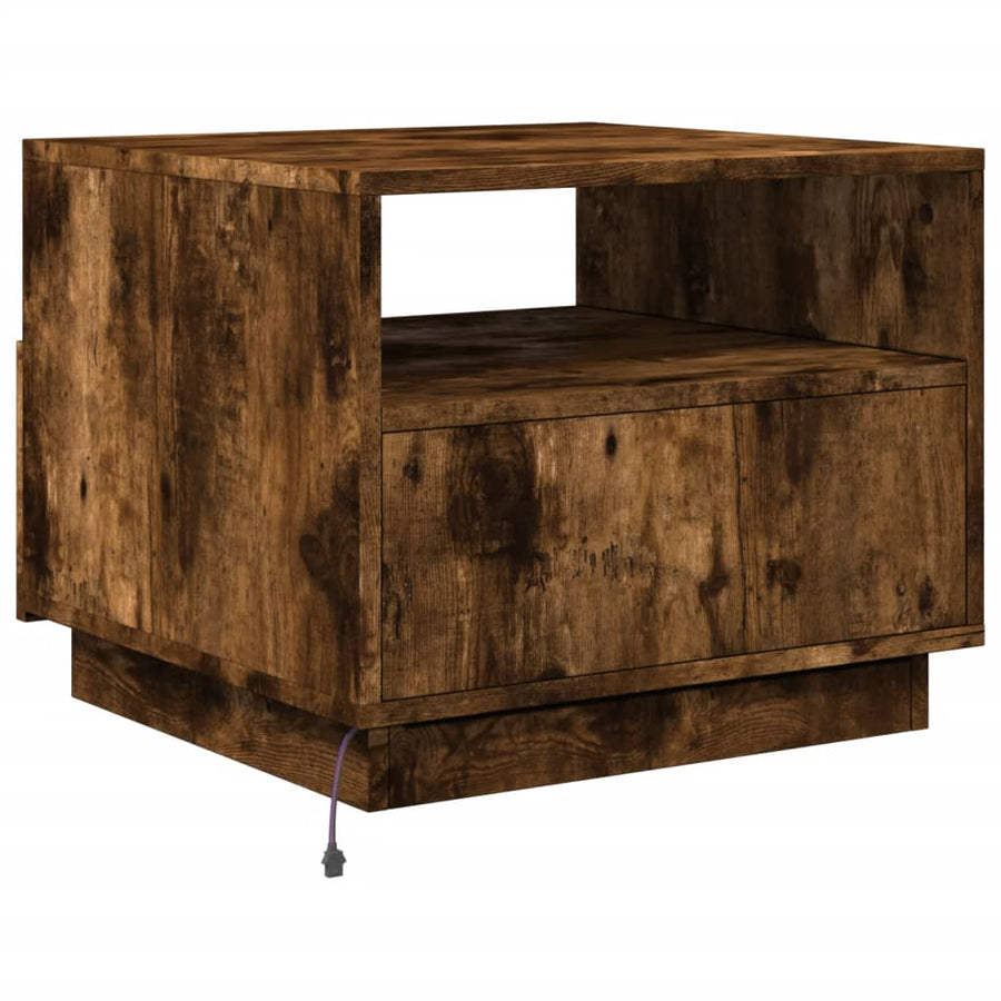 Salontafel met LED-verlichting 50x49x40 cm gerookt eikenkleurig Gerookt eiken