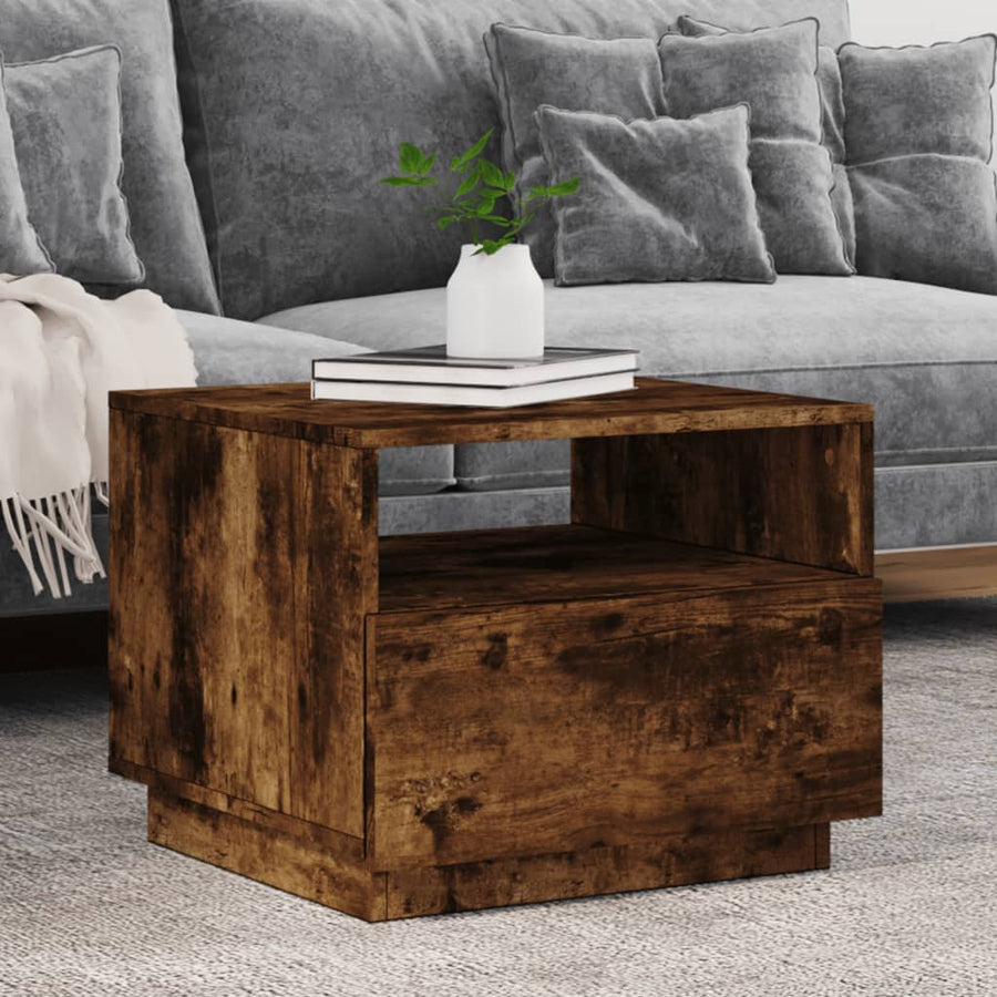 Salontafel met LED-verlichting 50x49x40 cm gerookt eikenkleurig Gerookt eiken