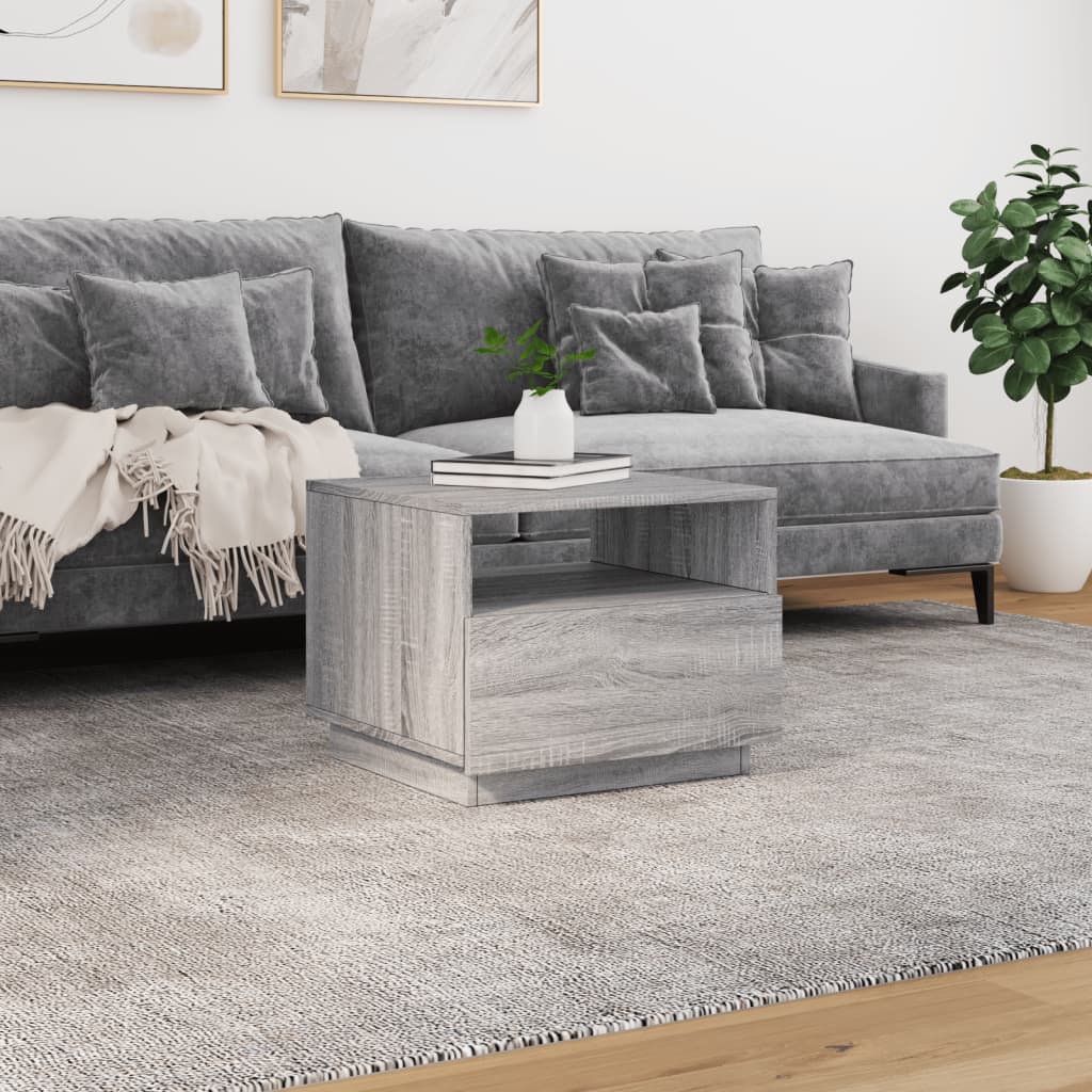 Salontafel met LED-verlichting 50x49x40 cm grijs sonoma eiken Grijs sonoma