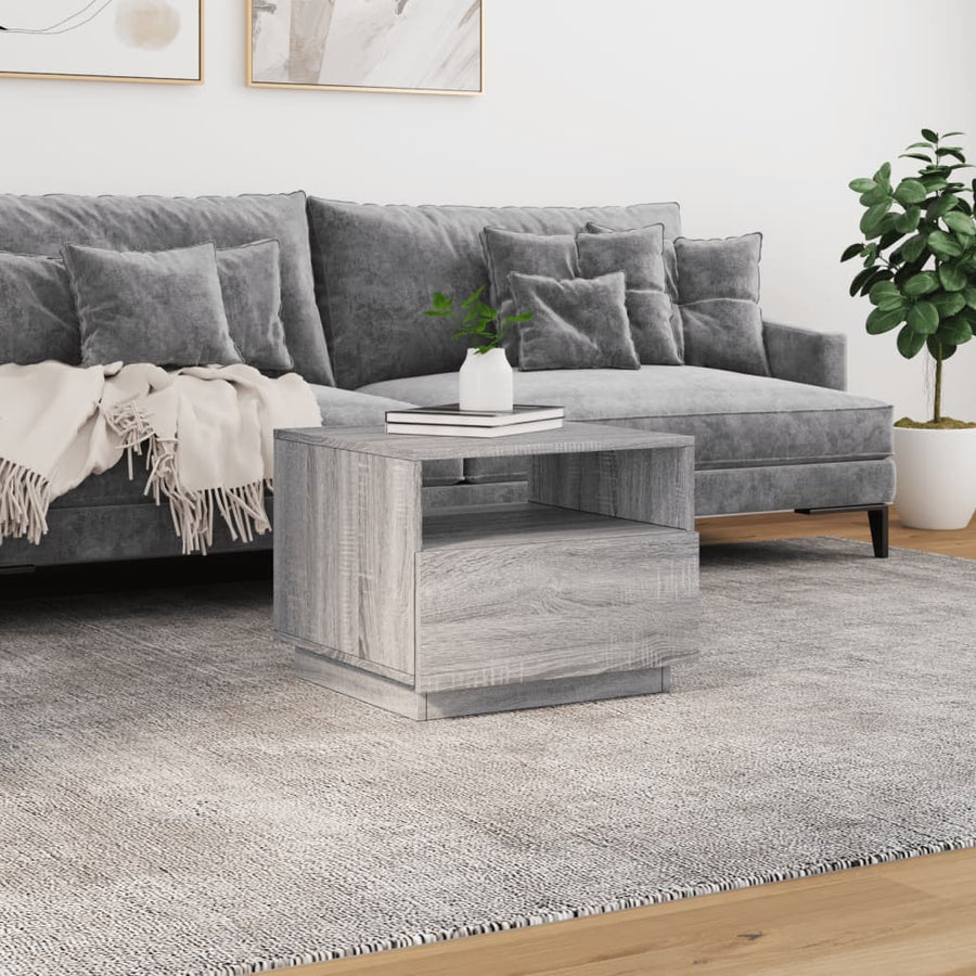 Salontafel met LED-verlichting 50x49x40 cm grijs sonoma eiken Grijs sonoma
