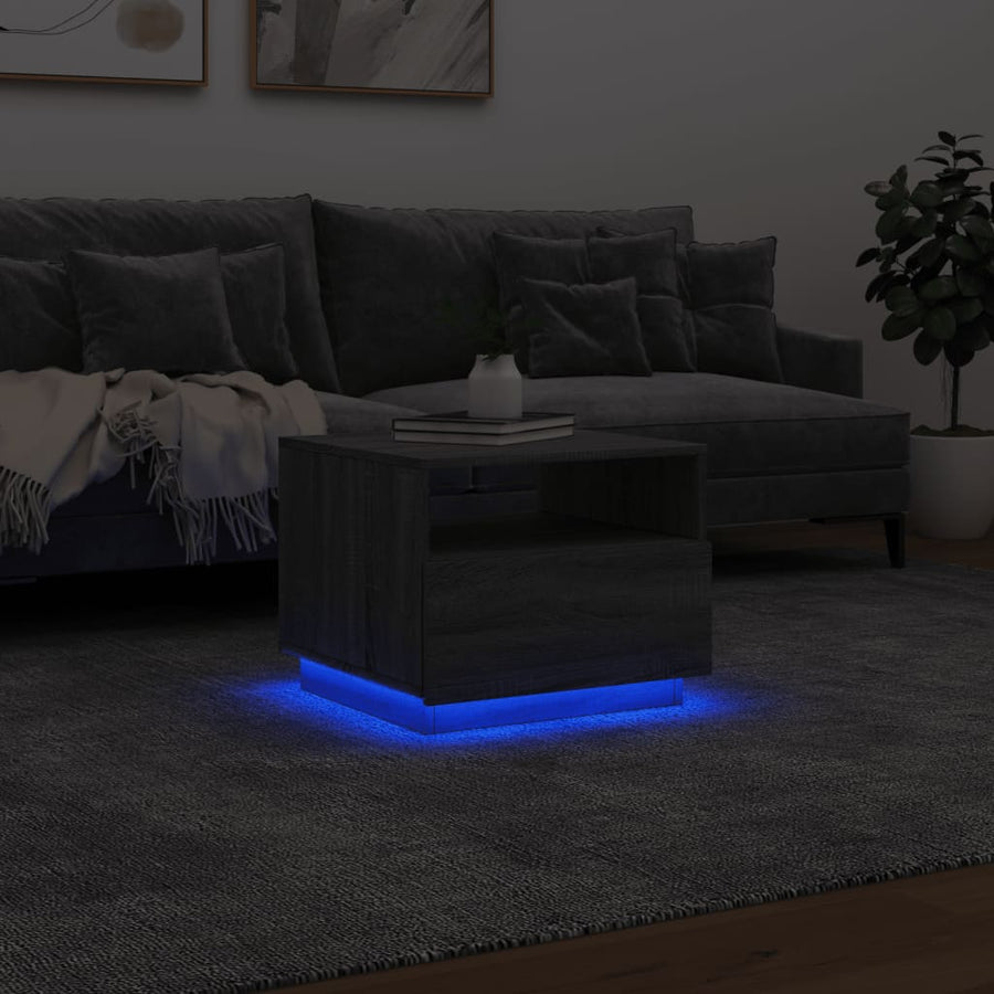 Salontafel met LED-verlichting 50x49x40 cm grijs sonoma eiken Grijs sonoma