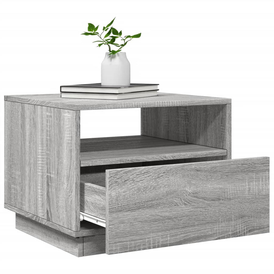 Salontafel met LED-verlichting 50x49x40 cm grijs sonoma eiken Grijs sonoma