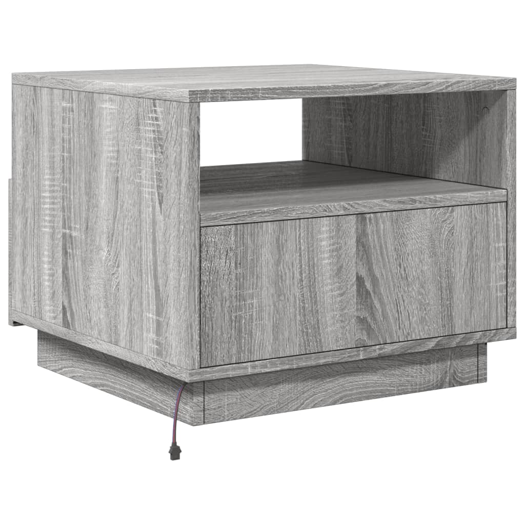 Salontafel met LED-verlichting 50x49x40 cm grijs sonoma eiken Grijs sonoma