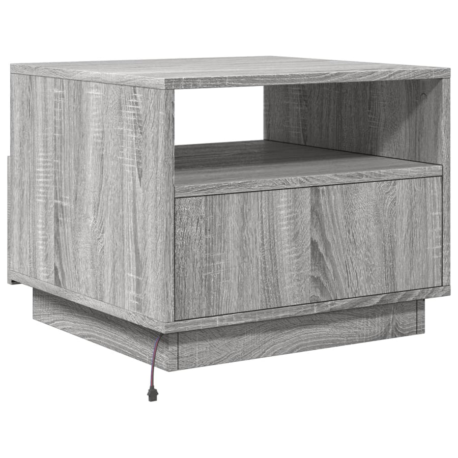 Salontafel met LED-verlichting 50x49x40 cm grijs sonoma eiken Grijs sonoma