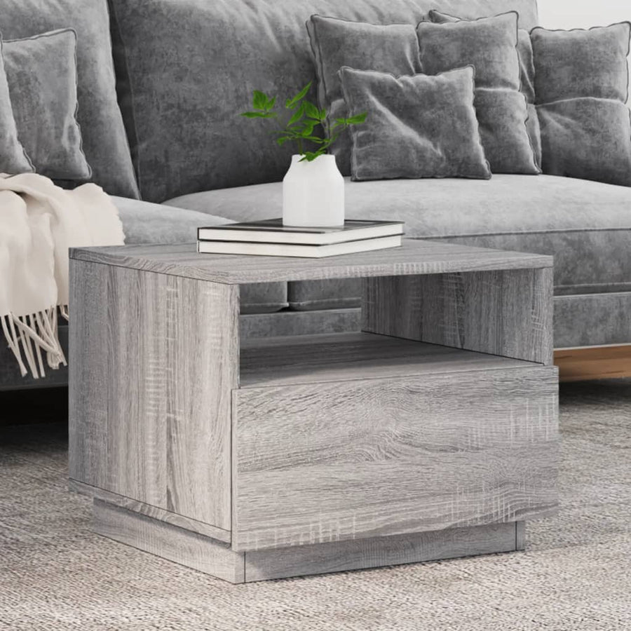 Salontafel met LED-verlichting 50x49x40 cm grijs sonoma eiken Grijs sonoma