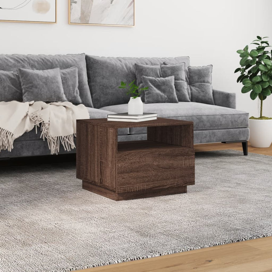 Salontafel met LED-verlichting 50x49x40 cm bruineikenkleurig bruin eikenkleur