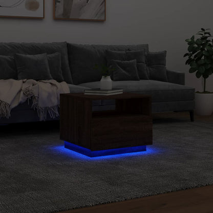 Salontafel met LED-verlichting 50x49x40 cm bruineikenkleurig bruin eikenkleur