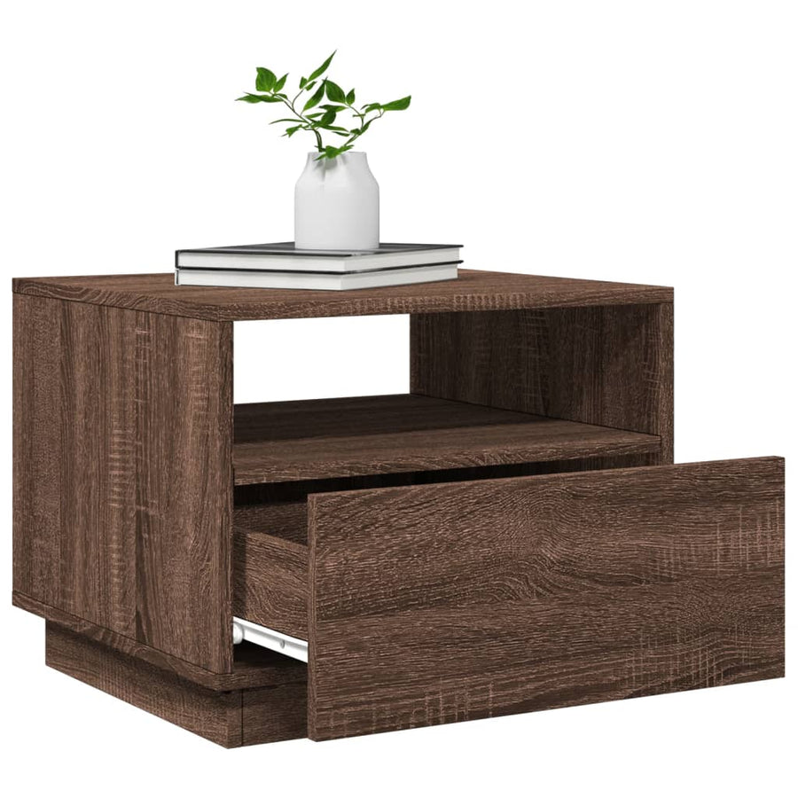 Salontafel met LED-verlichting 50x49x40 cm bruineikenkleurig bruin eikenkleur