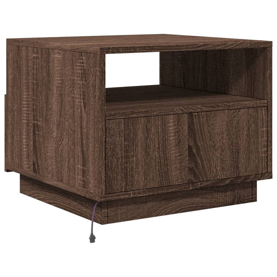 Salontafel met LED-verlichting 50x49x40 cm bruineikenkleurig bruin eikenkleur