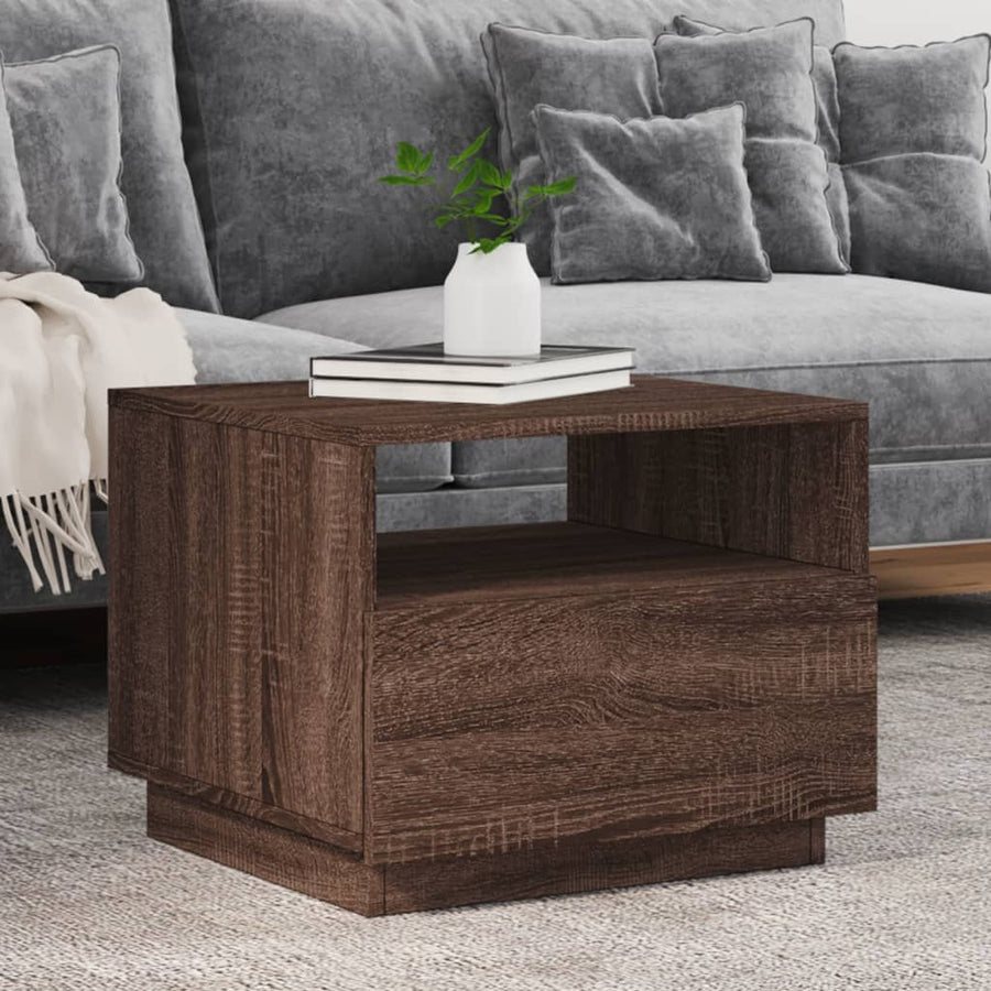 Salontafel met LED-verlichting 50x49x40 cm bruineikenkleurig bruin eikenkleur