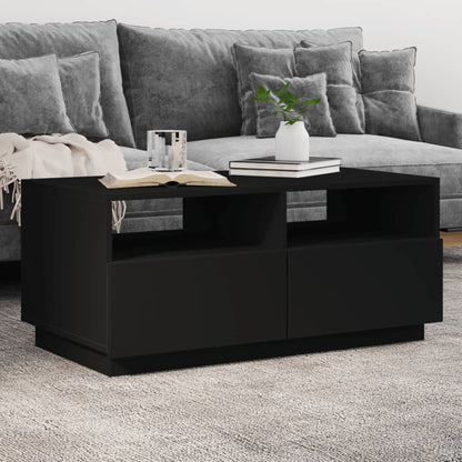 Salontafel met LED-verlichting 90x49x40 cm zwart