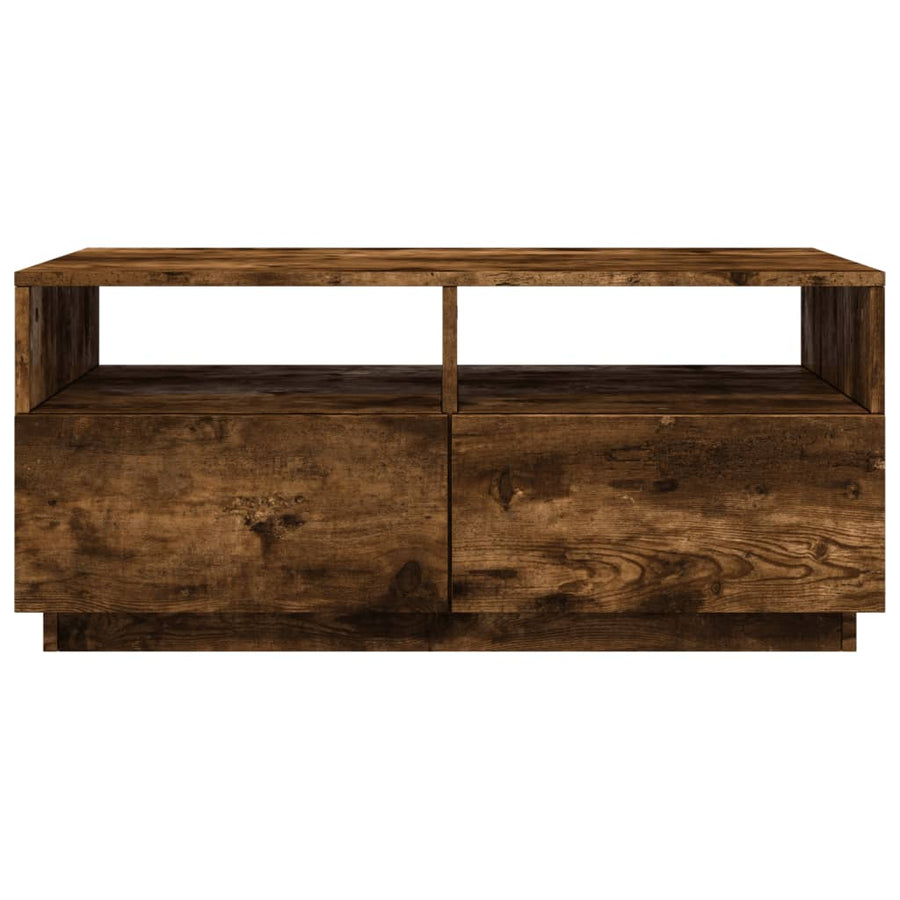 Salontafel met LED-verlichting 90x49x40 cm gerookt eikenkleurig