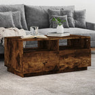 Coffee table with LED lighting 90x49x40 cm smoked oak-colored