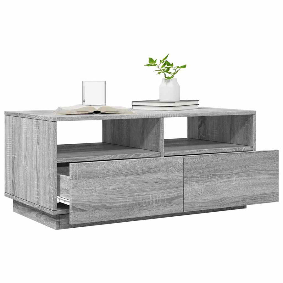 Salontafel met LED-verlichting 90x49x40 cm grijs sonoma eiken