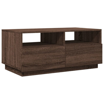 Salontafel met LED-verlichting 90x49x40 cm bruineikenkleurig