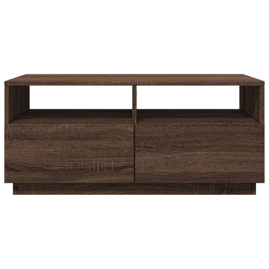 Salontafel met LED-verlichting 90x49x40 cm bruineikenkleurig