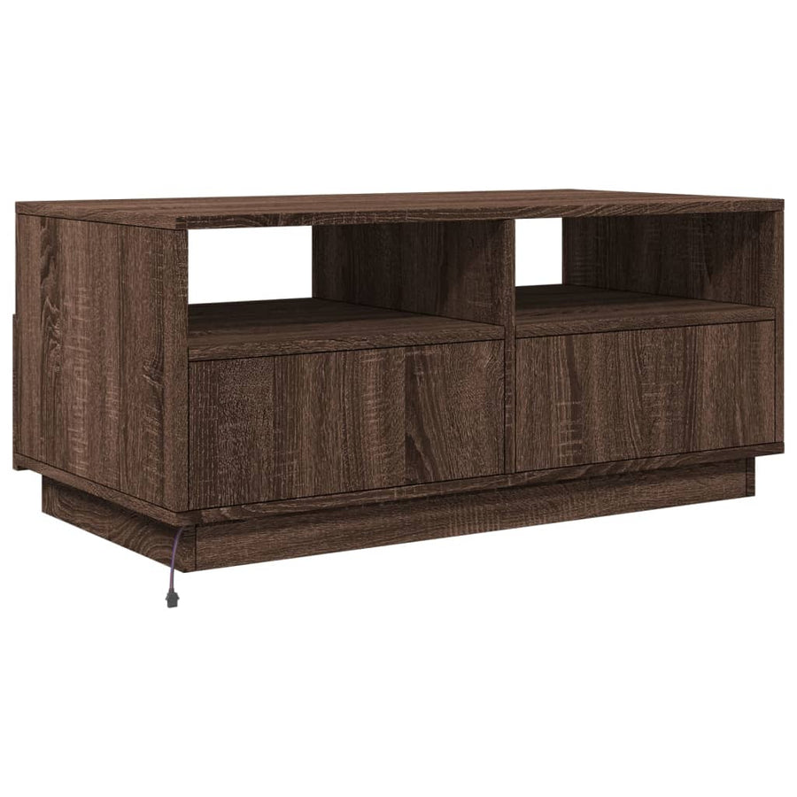 Salontafel met LED-verlichting 90x49x40 cm bruineikenkleurig