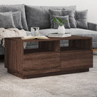 Coffee table with LED lighting 90x49x40 cm brown oak effect