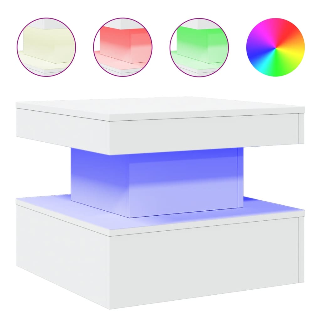 Salontafel met LED-verlichting 50x50x40 cm wit 50 x 50 x 40 cm Wit