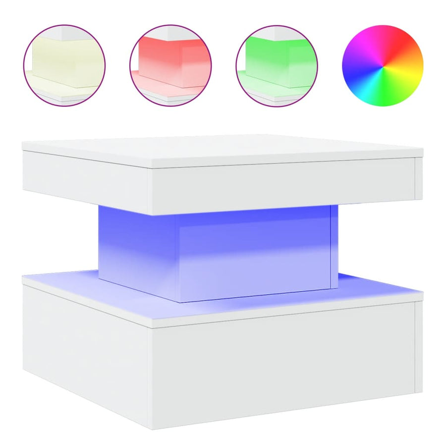 Salontafel met LED-verlichting 50x50x40 cm wit 50 x 50 x 40 cm Wit