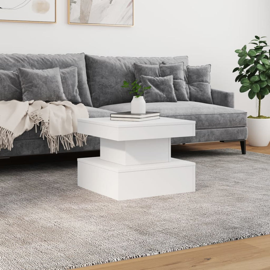 Salontafel met LED-verlichting 50x50x40 cm wit 50 x 50 x 40 cm Wit