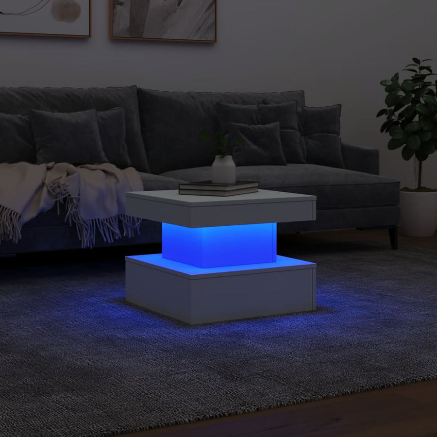 Salontafel met LED-verlichting 50x50x40 cm wit 50 x 50 x 40 cm Wit