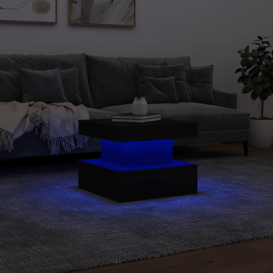 Salontafel met LED-verlichting 50x50x40 cm zwart 50 x 50 x 40 cm Zwart