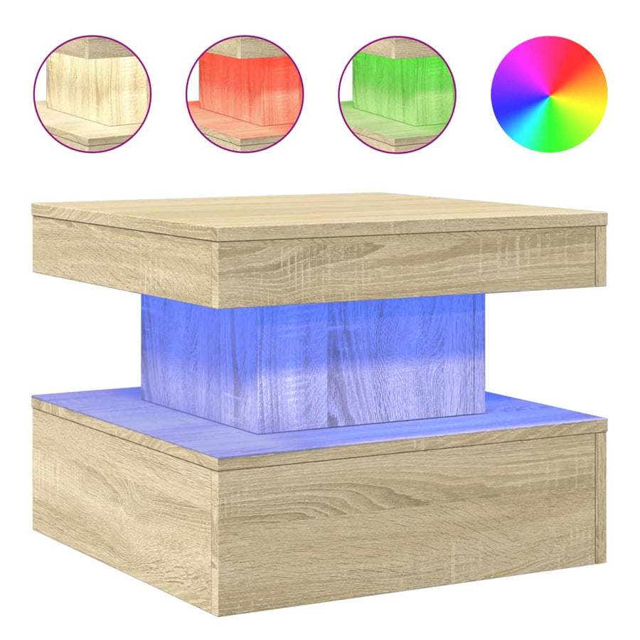 Salontafel met LED-verlichting 50x50x40 cm sonoma eiken 50 x 50 x 40 cm Sonoma eiken