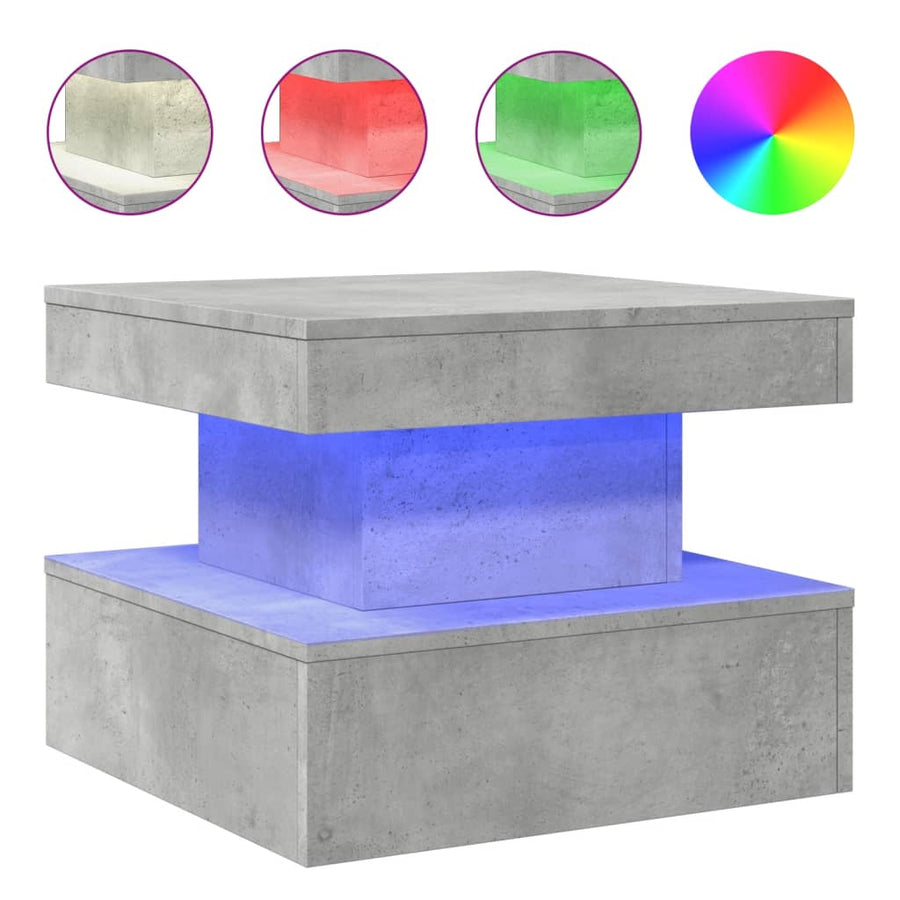 Salontafel met LED-verlichting 50x50x40 cm betongrijs 50 x 50 x 40 cm Betongrijs