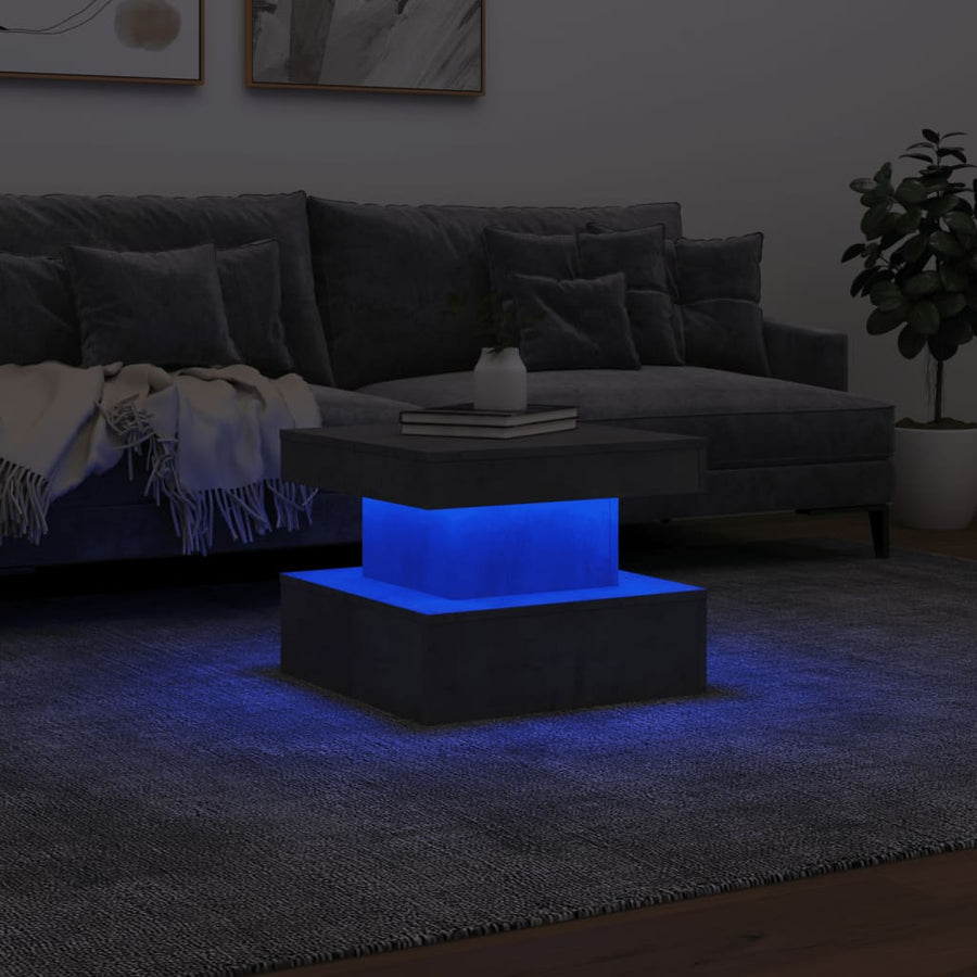 Salontafel met LED-verlichting 50x50x40 cm betongrijs 50 x 50 x 40 cm Betongrijs