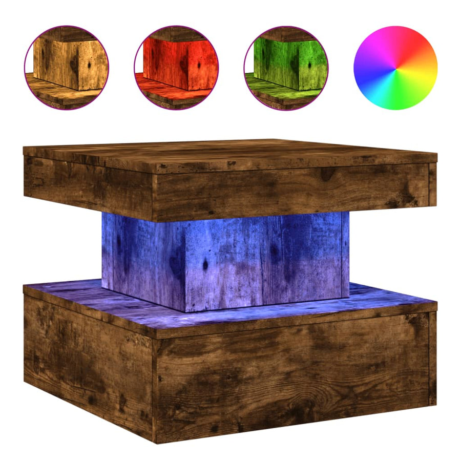 Salontafel met metalen poten 50x50x40 cm gerookt eikenkleurig 50 x 50 x 40 cm Gerookt eiken