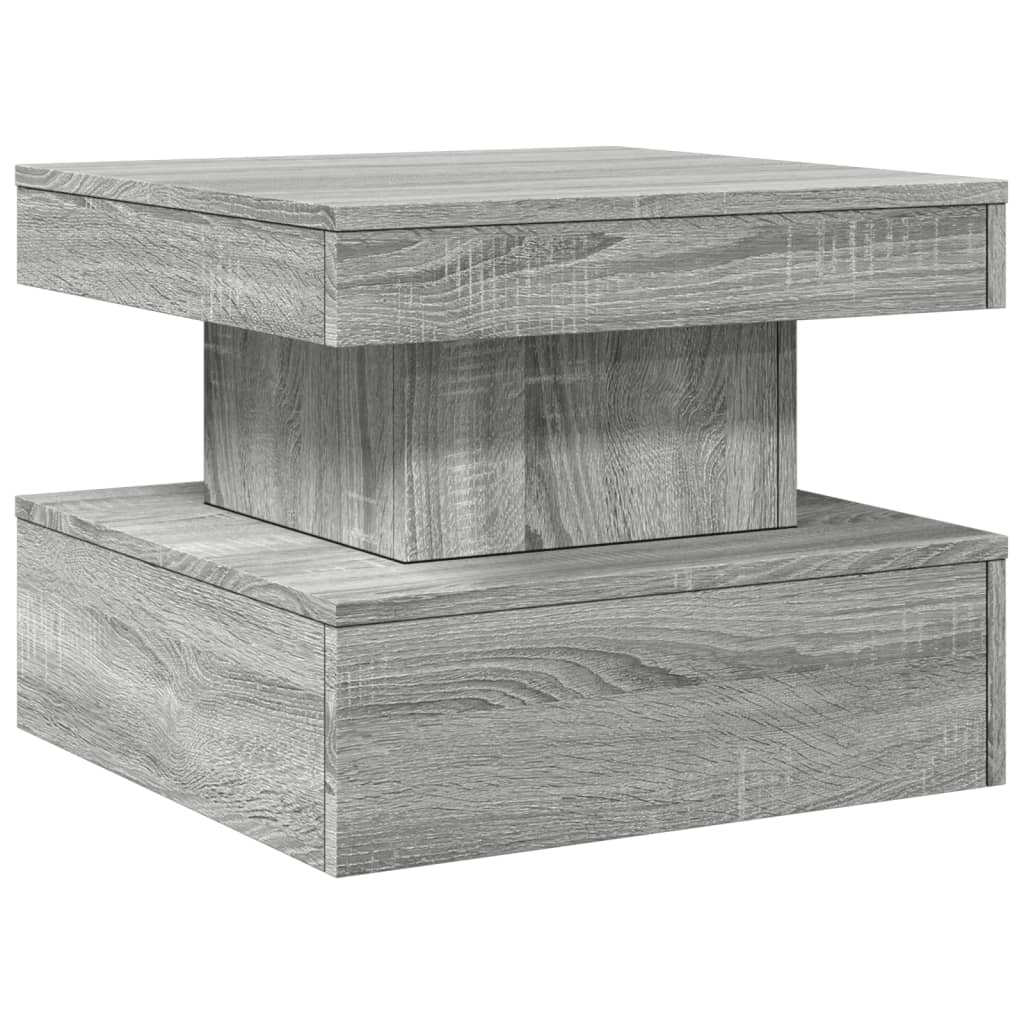 Salontafel met LED-verlichting 50x50x40 cm grijs sonoma eiken
