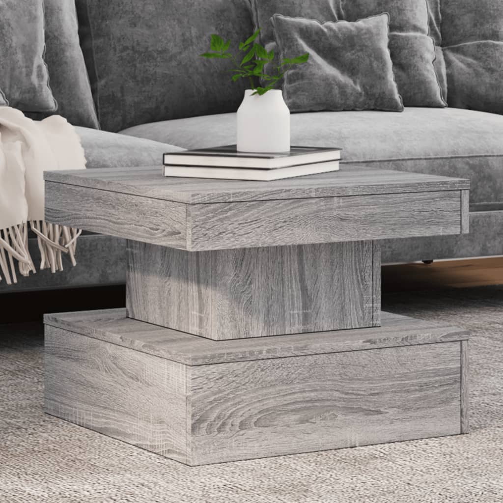 Salontafel met LED-verlichting 50x50x40 cm grijs sonoma eiken