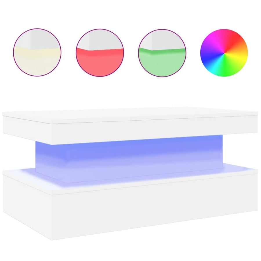 Salontafel met LED-verlichting 90x50x40 cm wit 90 x 50 x 40 cm Wit