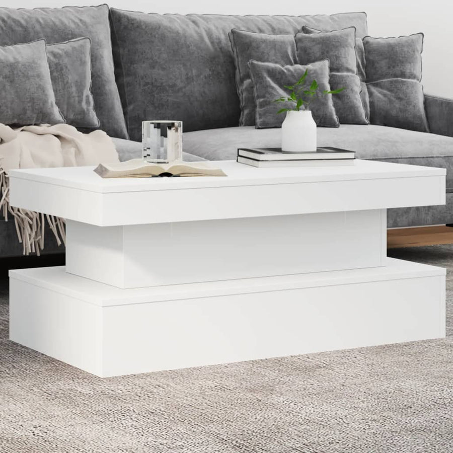 Salontafel met LED-verlichting 90x50x40 cm wit 90 x 50 x 40 cm Wit
