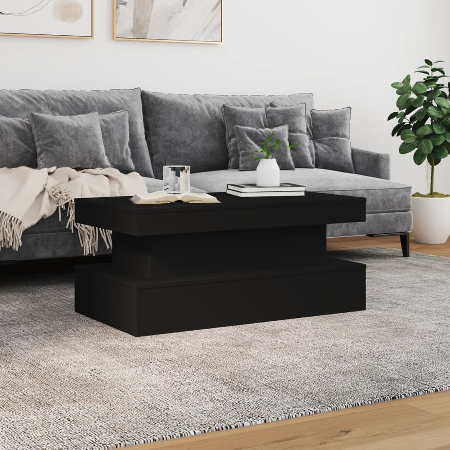 Salontafel met LED-verlichting 90x50x40 cm zwart 90 x 50 x 40 cm Zwart
