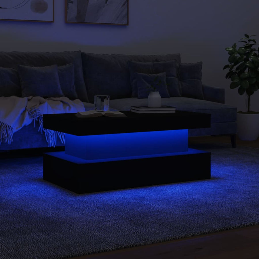 Salontafel met LED-verlichting 90x50x40 cm zwart 90 x 50 x 40 cm Zwart