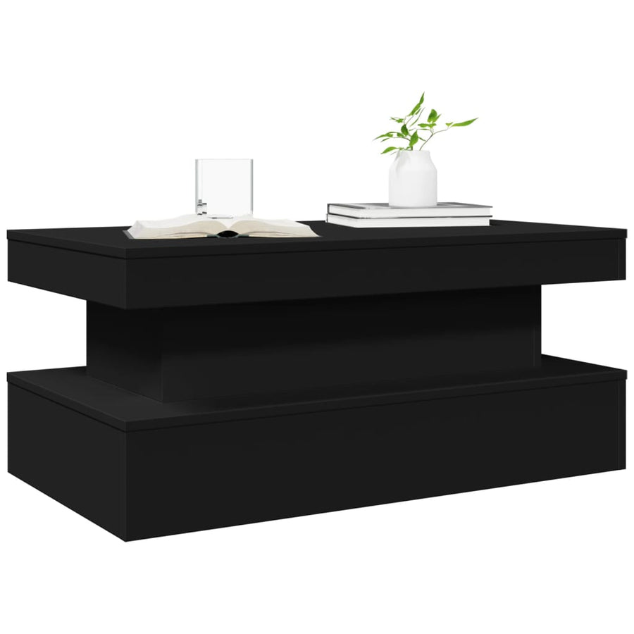 Salontafel met LED-verlichting 90x50x40 cm zwart 90 x 50 x 40 cm Zwart